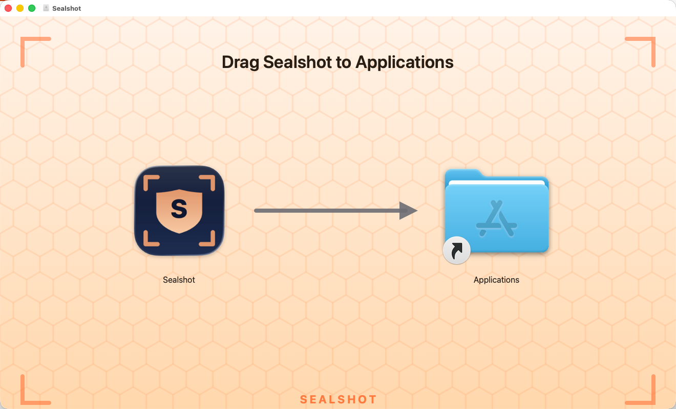 Dragging Sealshot into the Applications folder