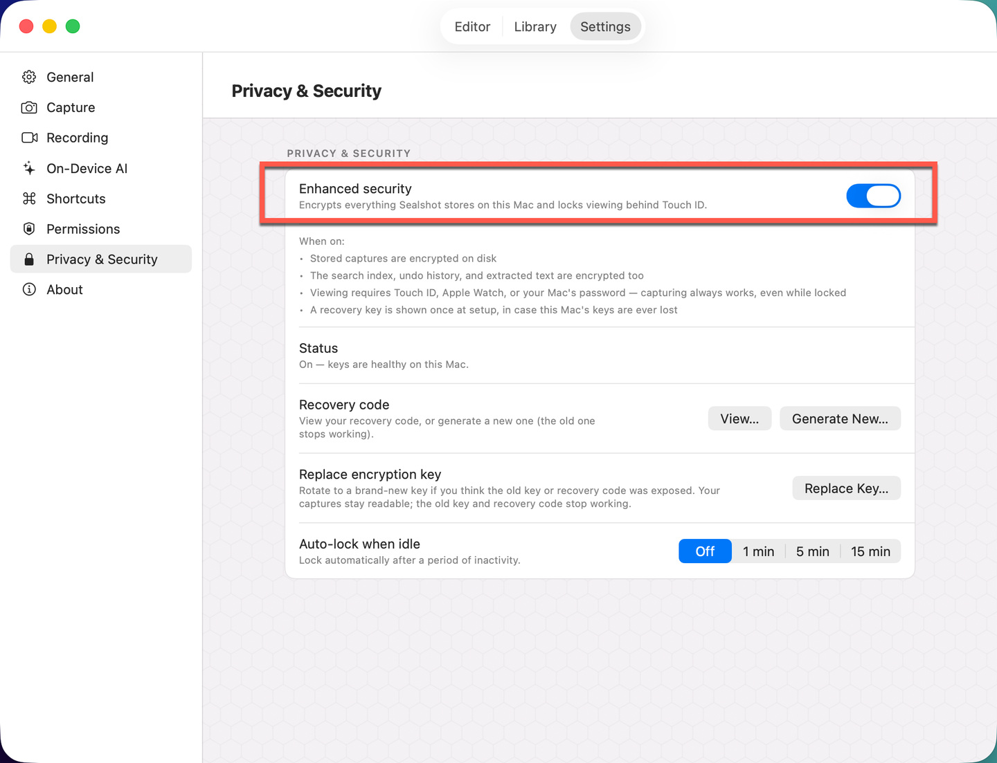 The Enhanced security setting