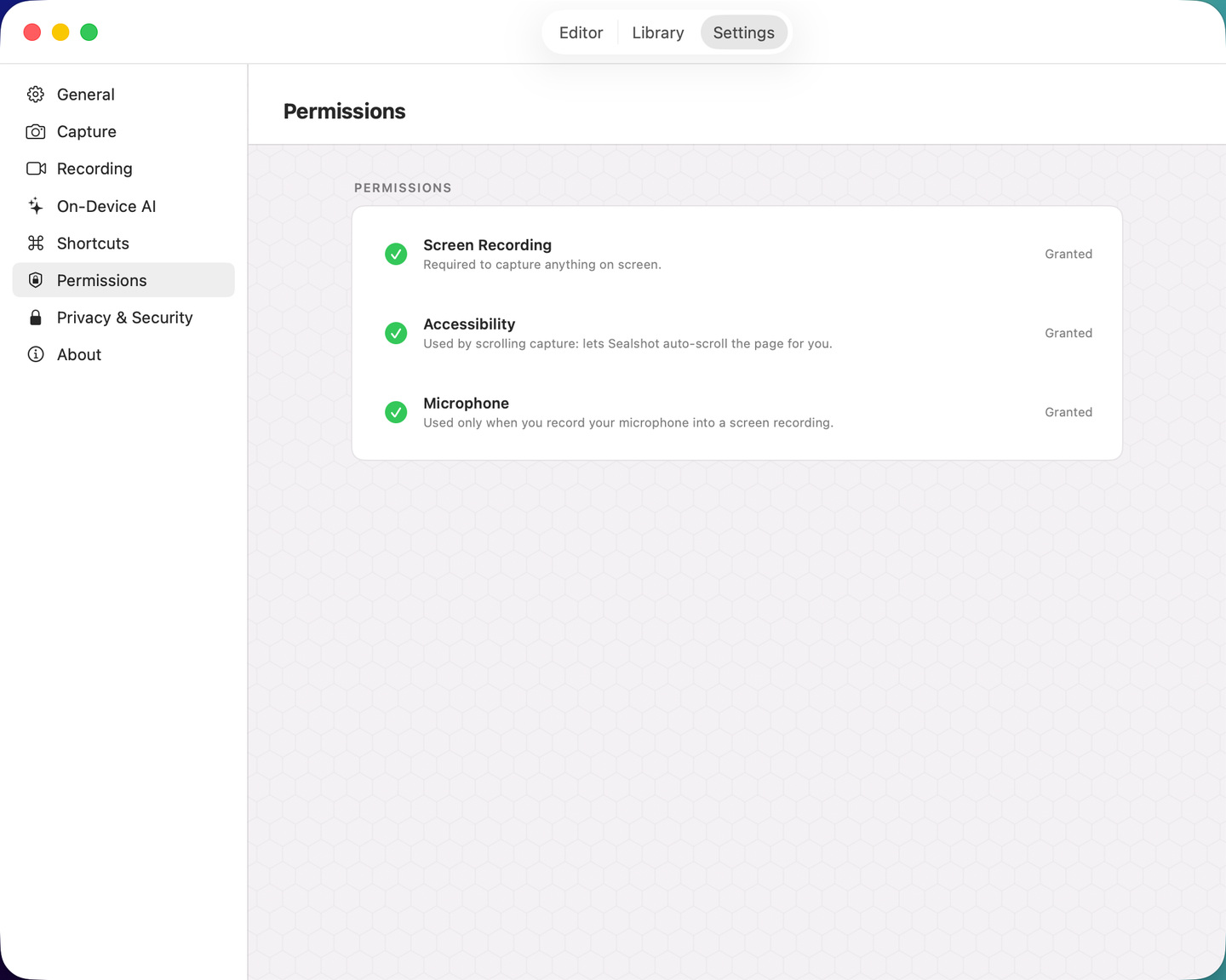 Settings → Permissions