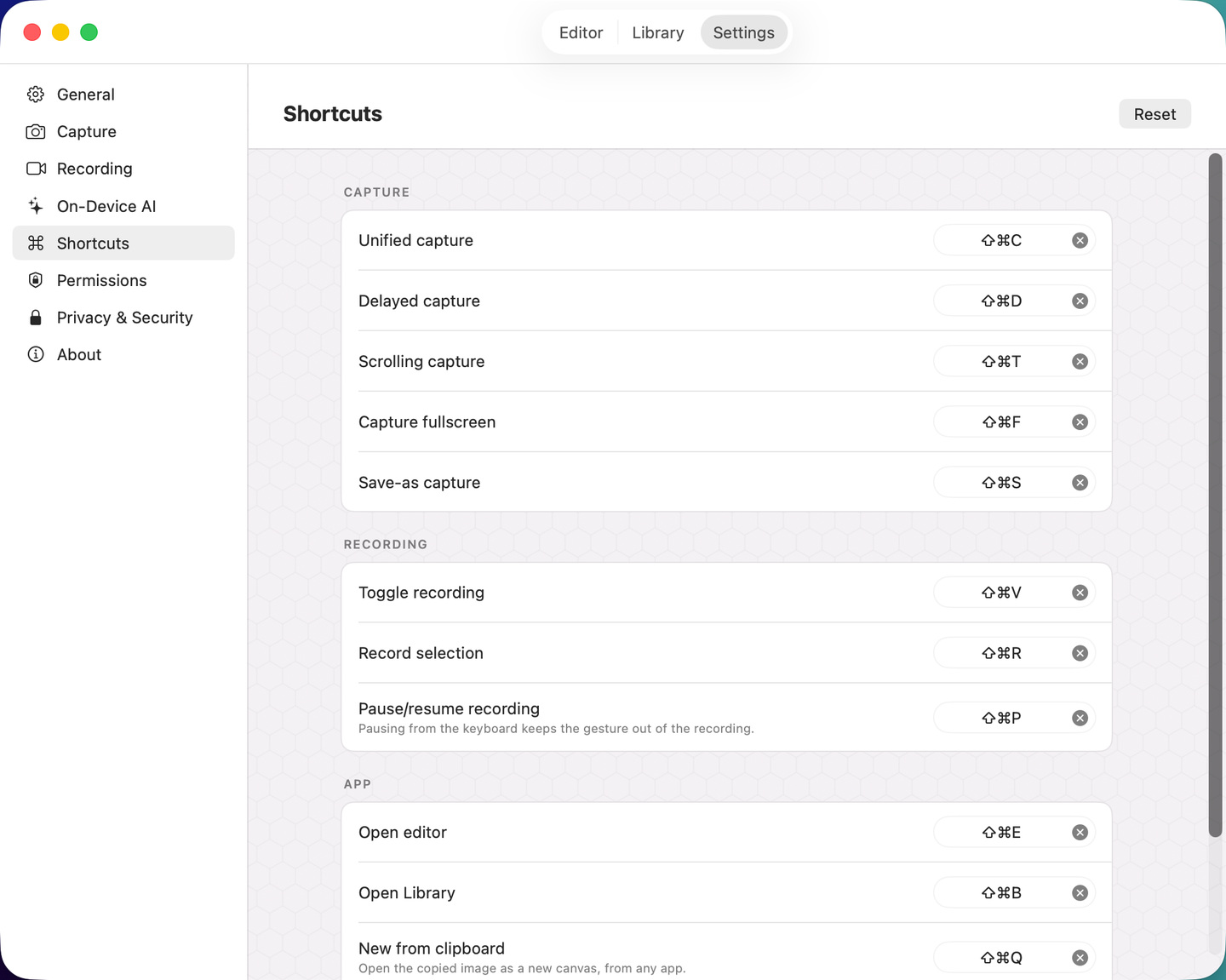 Settings → Shortcuts
