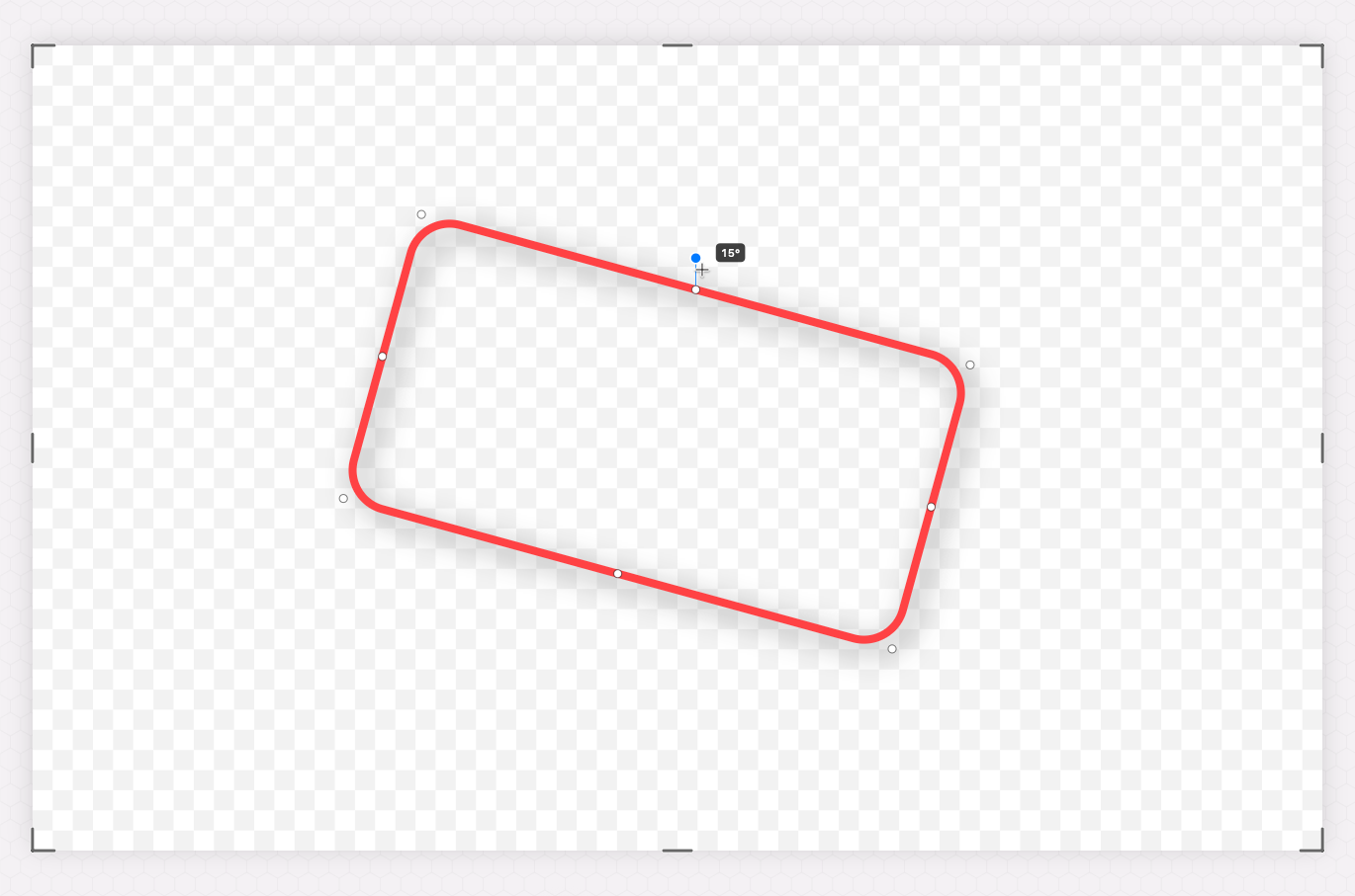 A selected object with rotate and resize handles